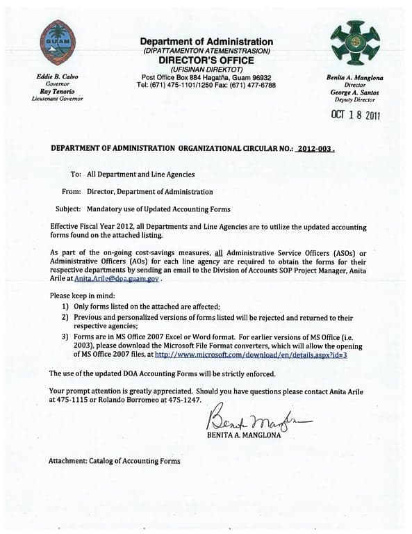 Guam Government Accounting Forms Catalog Overview