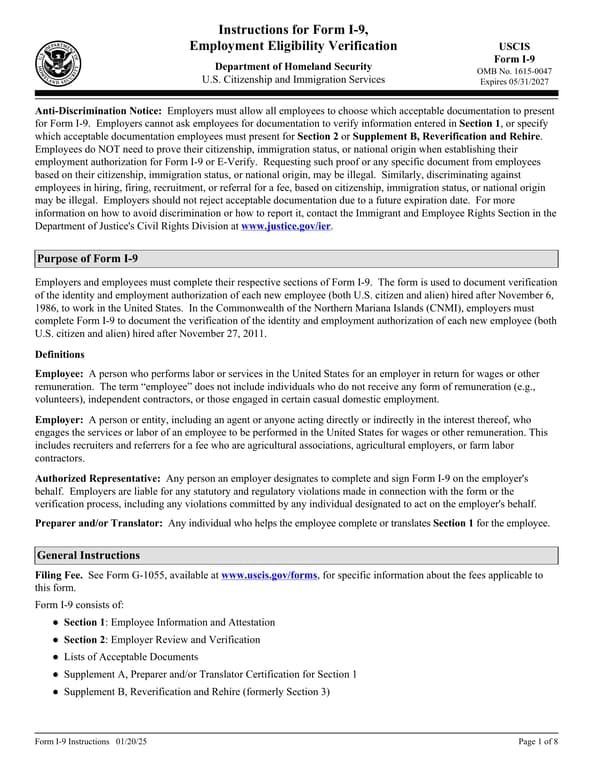 I-9 Employment Eligibility Verification - USCIS Identity and Anti-Discrimination Protocol for New Hires