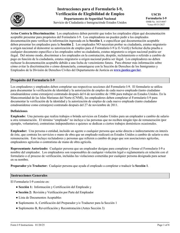 I-9 Employment Verification USCIS