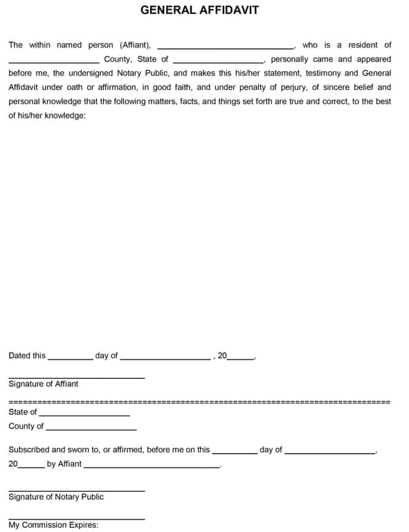 Affidavit Form