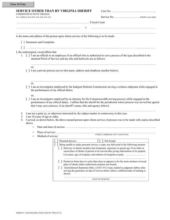 Organizing Virginia Legal Processes with Form CC-1407