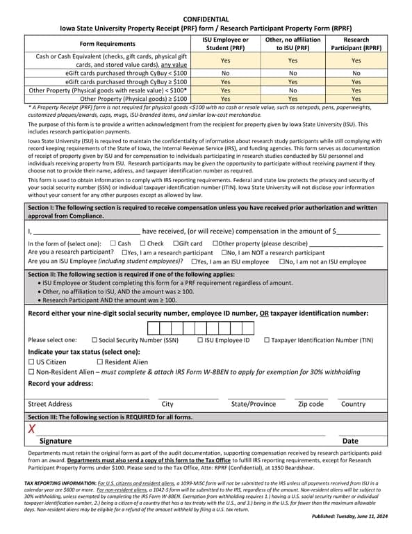 Iowa State University Property Transaction Receipt PRF