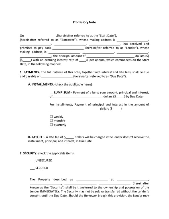 Loan Transaction Agreement Promissory Note