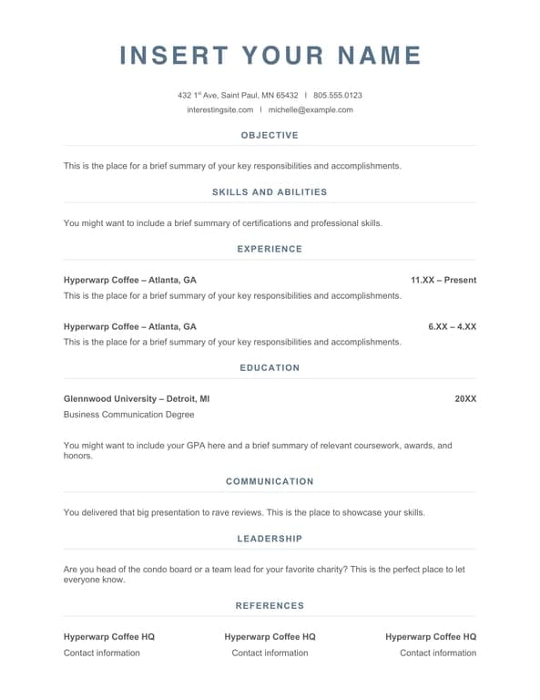 ATS simple food service resume